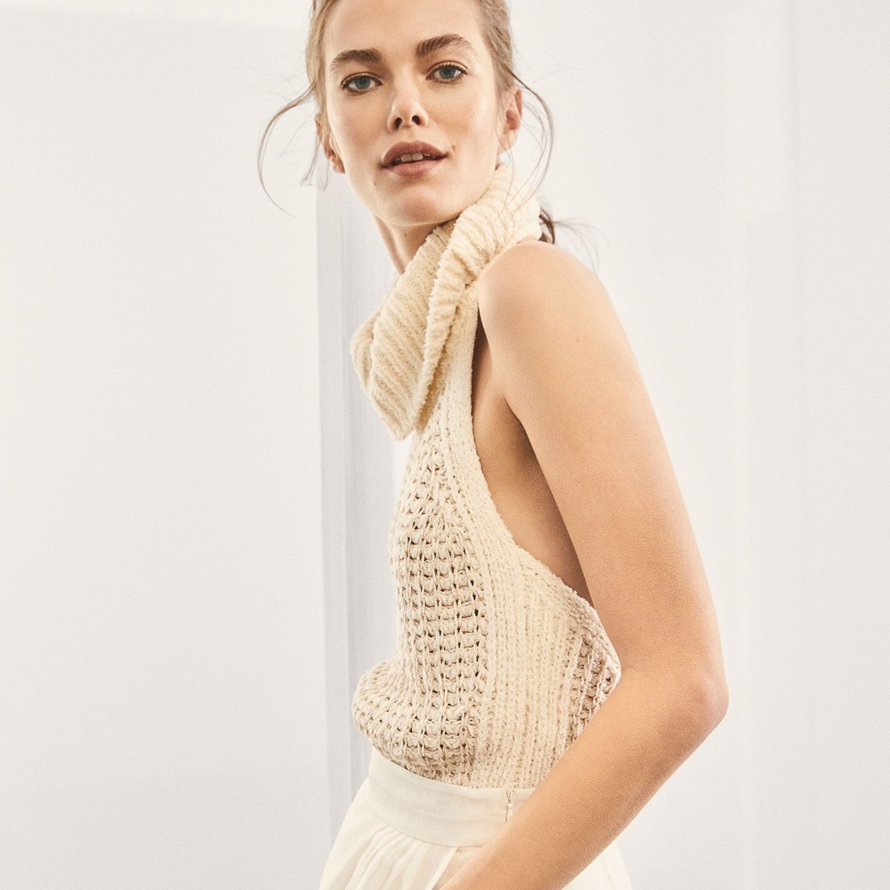 Massimo Dutti Turtleneck Halter Top Knit